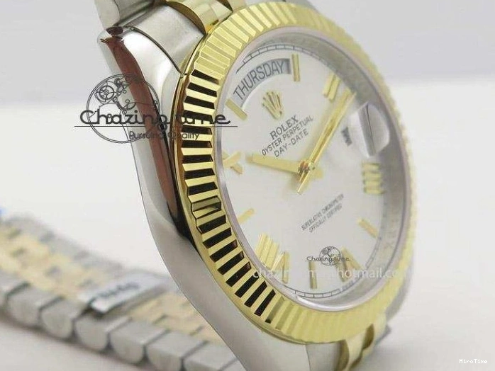 MiroTime 0108 DayDate II 41mm MK Best Edition SS RG Wrapped Sliver Dial Roman Marker On Bracelet A Casual 4005